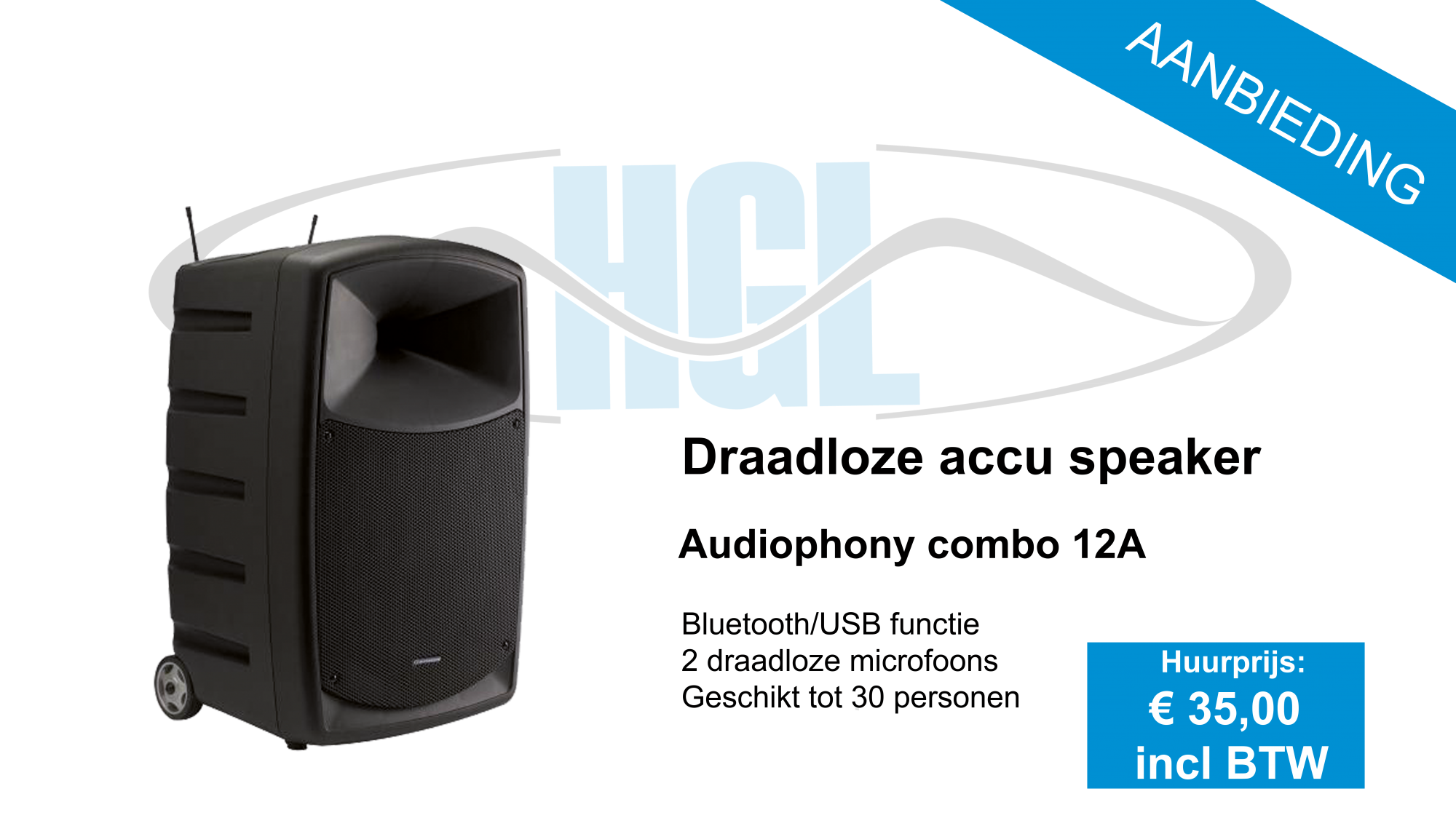 Draadloze accu speaker met microfoons / €35 incl btw