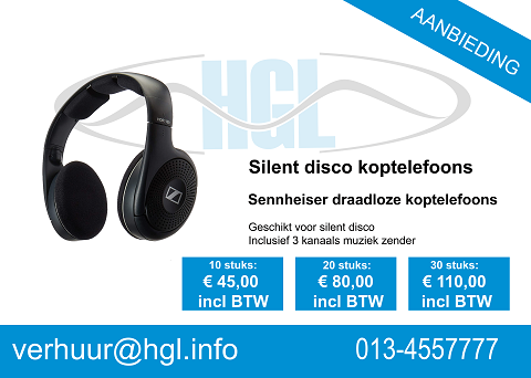 Silent disco koptelefoons / tot 30 stuks beschikbaar